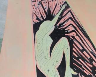 1960s pastel lady dancing silhouette