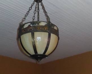 Tiffany Meyda Chandelier, Stained Glass Camel Egyptian Pendant Basket  Amber