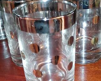 MCM Dorothy Thorpe Silver polka Dot Bar Glasses Set 