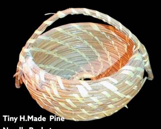 Tiny handmade pine needle basket