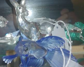 Beautiful Swarovski crystal animals and Waterford fish
