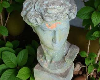 Michelangelo's bust of David..green  painted terracotta