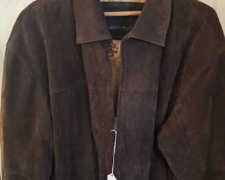 XL - Serge Platini Milan Italy heavy suede leather jacket