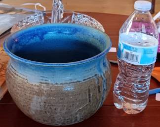 Beautiful and blue drip glaze Sandra Miller signed pottery