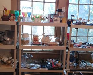 Located in the back room Christmas decorations lots of miscellaneous pots and pans and more