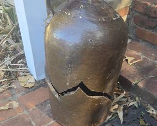 , antique alkaline glaze jug can be glued back together it is a clean break. Found in the garden