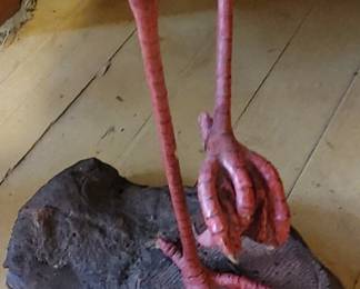 Very Rare Original Hai Feng Ma handmade life size Flamingo sculptures on Driftwood base