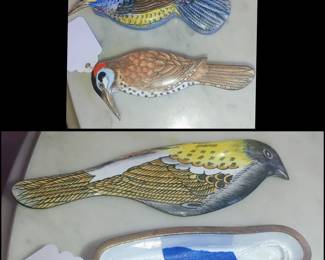 # 3 different VINTAGE ENAMEL OVER COPPER BIRD TRINKET BOX