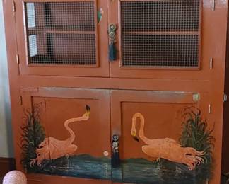 Antique primitive Pine covered with chicken wire and painted by Tommy Mixon