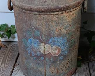 Antique Southern dairies milk can hand painted rustic has been on the back porch