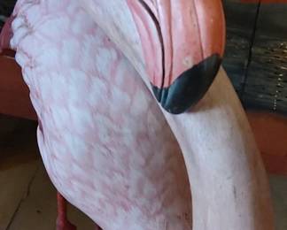 Very Rare Original Hai Feng Ma handmade life size Flamingo sculptures on Driftwood base