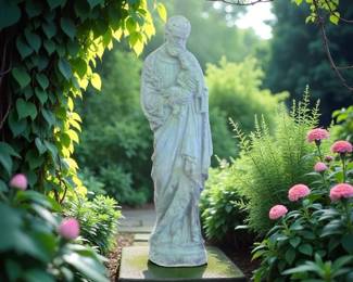 Antique solid concrete St Joseph and child
About 26 inches tall
