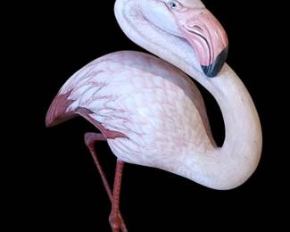 Very Rare Original Hai Feng Ma handmade life size Flamingo sculptures on Driftwood base