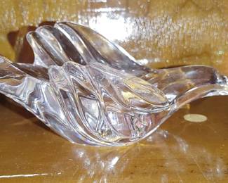 Gorham Candle Holder Full Lead Crystal Swallow Bird Taper Candlestick W. Germany 