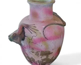 VERY LARGE POTTERY JAR WITH LIZARD/ iguana in relief coming out of pot