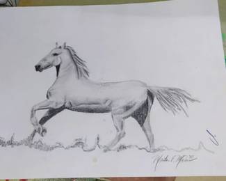 Beautiful pencil of a horse by my brother Mickey Mixon
