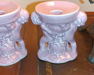 Red Wing Pottery cherub candle holders