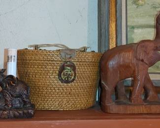 Oh John Romaine purse wooden carved Elephants elephant collection