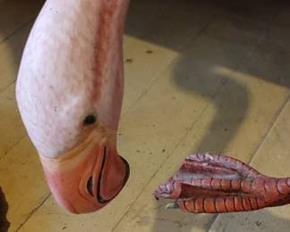 Very Rare Original Hai Feng Ma handmade life size Flamingo sculptures on Driftwood base