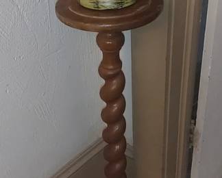 Barley twist oak plant stand