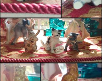 Miniature porcelain figurines delft kitties Wade England cats