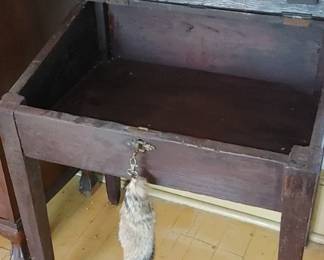 American Primitive Carved Pine School Desk, Ca. 1860's