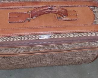 Handsome vintage Brooks Brothers Tweed and leather suitcase
