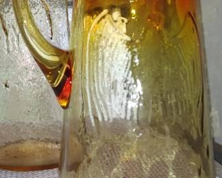 Beautiful amberina pitcher a golden stars