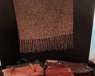 Five Named Brand Purses with Throw Afghan