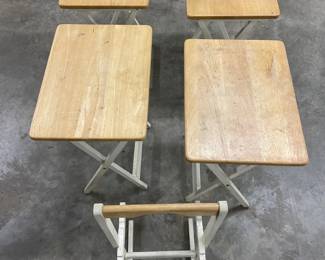 Set of Foldable Wooden TV Tray Tables