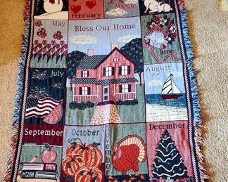 Bless Our Home Calendar Tapestry Throw Blanket