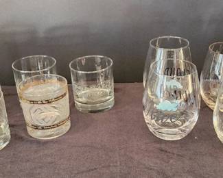 Barware 6 Low Tumblers, 5 Stemless Wine Glasses