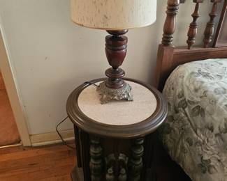 retro side table, pair and lamp