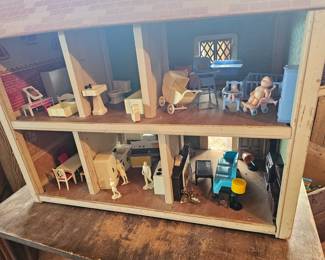 doll house furniture and doll house, sold as lot
