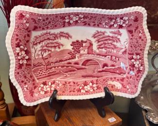 Copeland Spode “Pink Tower” serving platter or tray, a type of Transferware