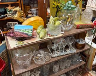 pretty glassware, vintage ornaments, 