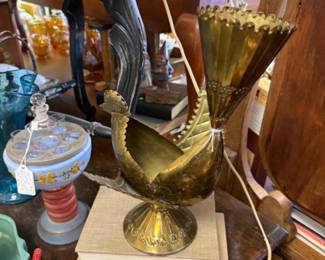 embossed pressed brass weighted bird decor 