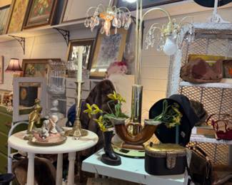 lots of framed oils, decor