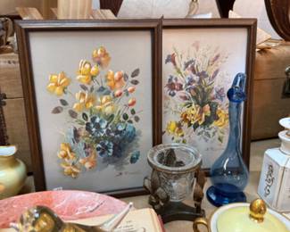 framed art, bird decor, books