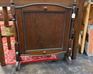 Small vintage solid wood fireplace screen