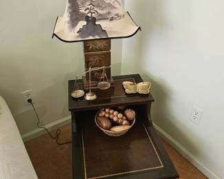 Set of Leather Top Step Tables