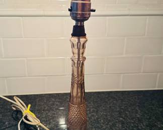 Rare wheel cut pink depression glass table lamp