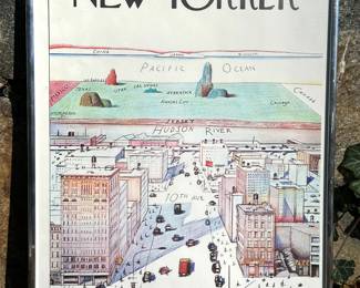 Iconic vintage New Yorker 1976 Steinberg framed poster 