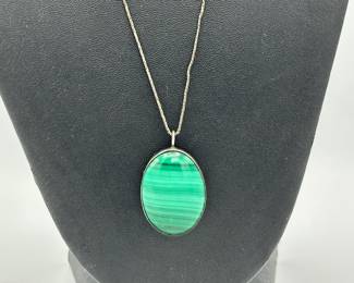 Malachite and sterling silver necklace 