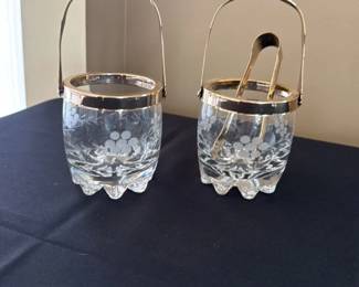 Vintage Crystal MiniIce Buckets with Tongsset of 2 80 hero