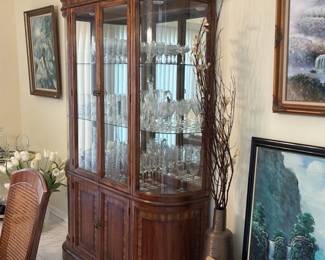 Curved Glass Curio Cabinet with Crystalware 92 hero