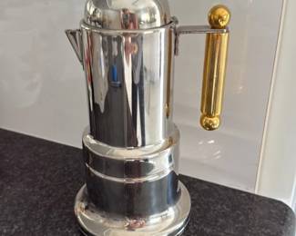 Italian Stainless Steel Moka Pot with GoldTone Accents 33 hero