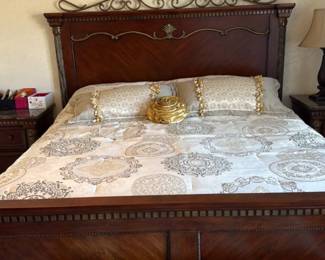 American Signature Luxury King Size Bed Frame with Ornate Metal Accents 188 hero