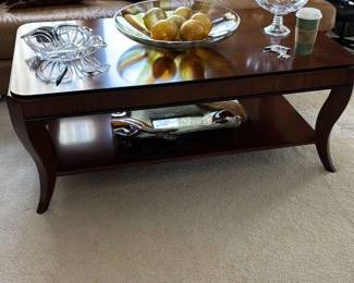 Modern Cherry Wood Coffee Table with Glass Inlay 104 hero