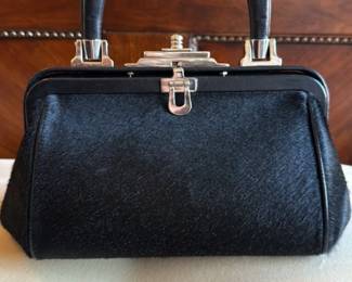 Roberta di Camerino Black Haircalf Leather Satchel Bag 186 hero